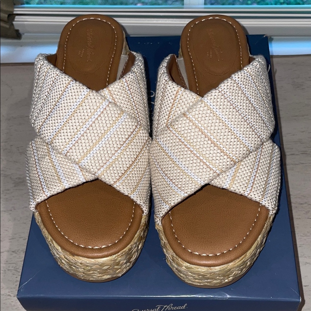 Universal Thread Cream Woven Espadrille Slide Sandals
